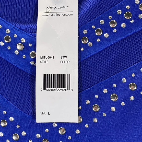 NY Collection Women's Surf The Web Mesh Studded Embellished Flutter-Sleeve Top - Picture 11 of 11